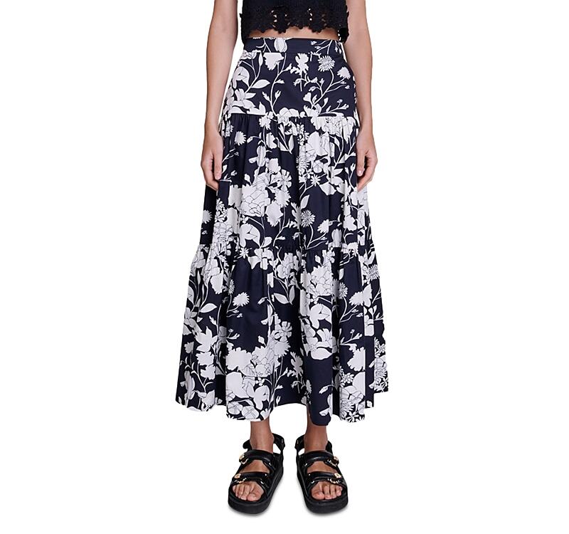 Maje Floral Cotton Maxi Skirt Cover