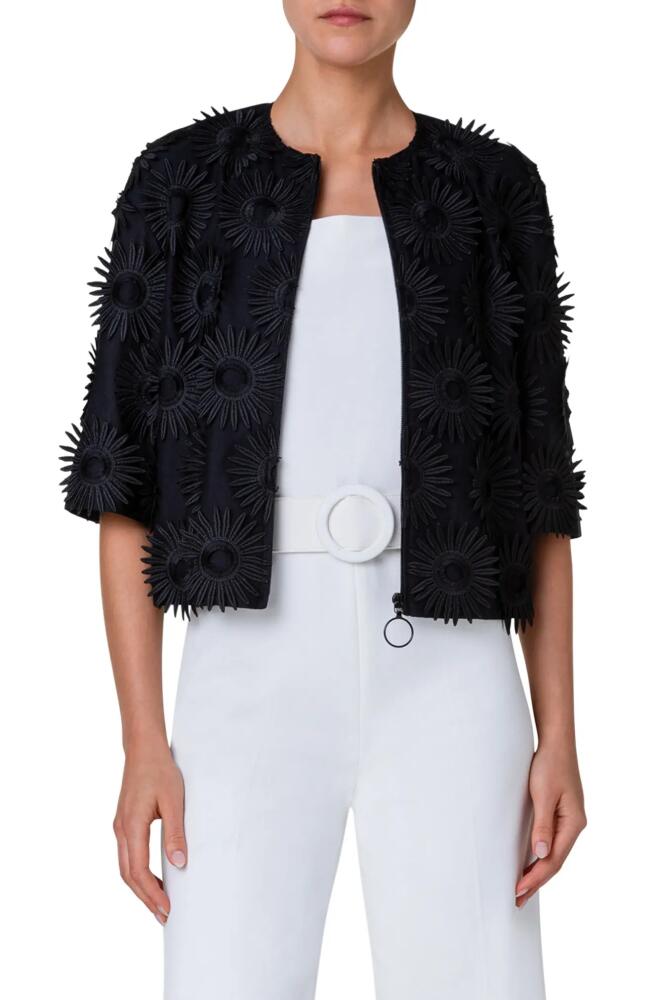 Akris punto Hello Sunshine 3D Embroidered Jacket in Black Cover