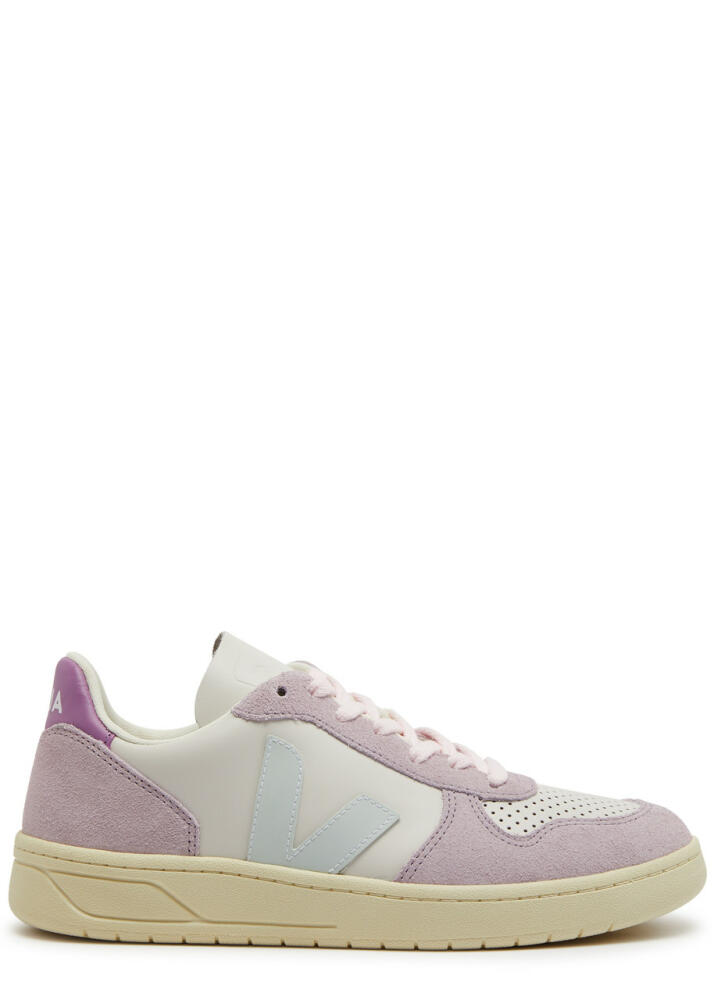 Veja V-10 Panelled Leather Sneakers - Pink Cover