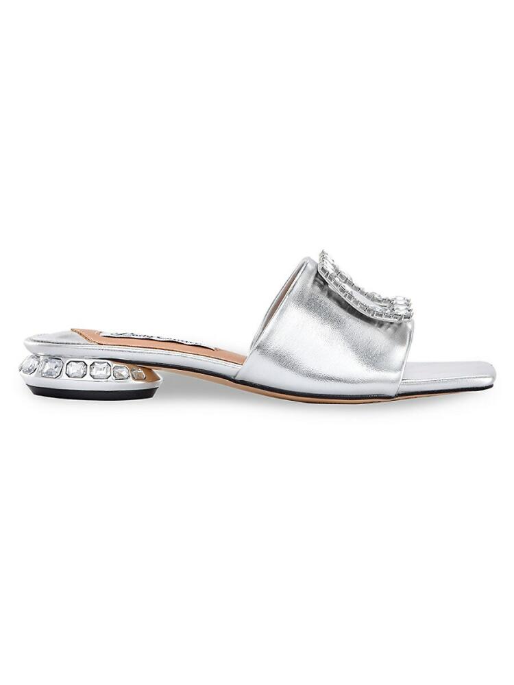 Lady Couture Women's Amore Metallic Jewel Heel Mules - Silver Cover