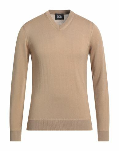 Alpha Studio Man Sweater Camel Merino Wool Cover