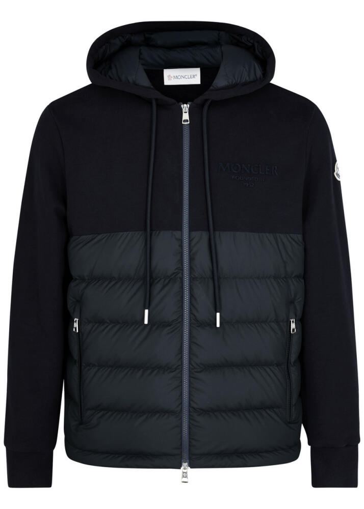 Moncler Hooded Jersey and Quilted Shell Sweatshirt - Navy Cover