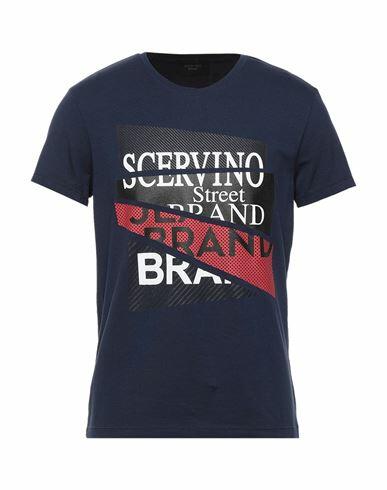 Ermanno Scervino Man T-shirt Midnight blue Cotton, Elastane Cover