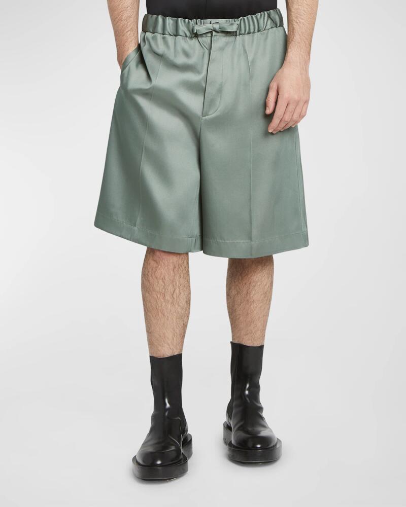 Jil Sander Men's Wide-Leg Satin Shorts Cover