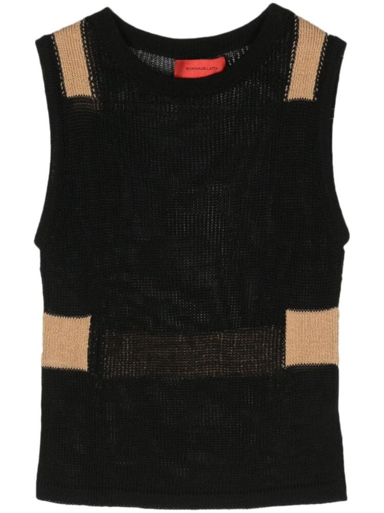 Eckhaus Latta colour-block sleeveless knitted top - Black Cover