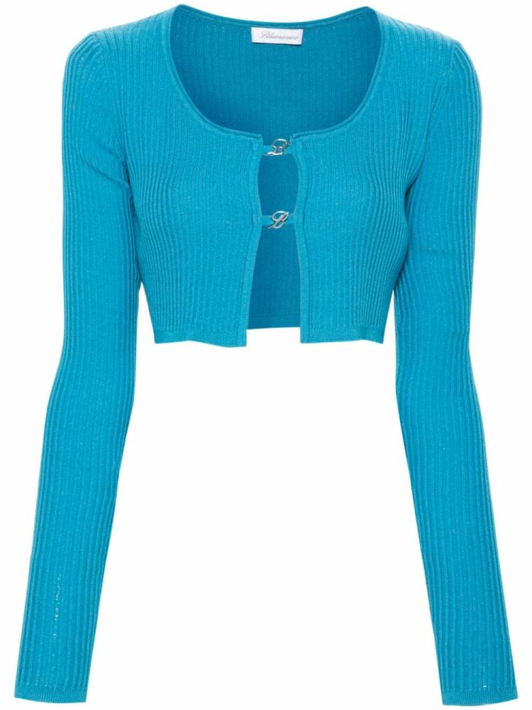 Blumarine cropped ribbed-knit cardigan - Blue Cover