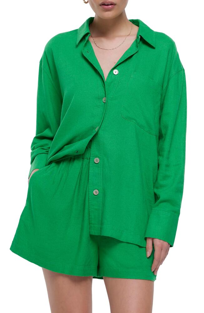 River Island Oversize Button-Up Shirt in Green Cover