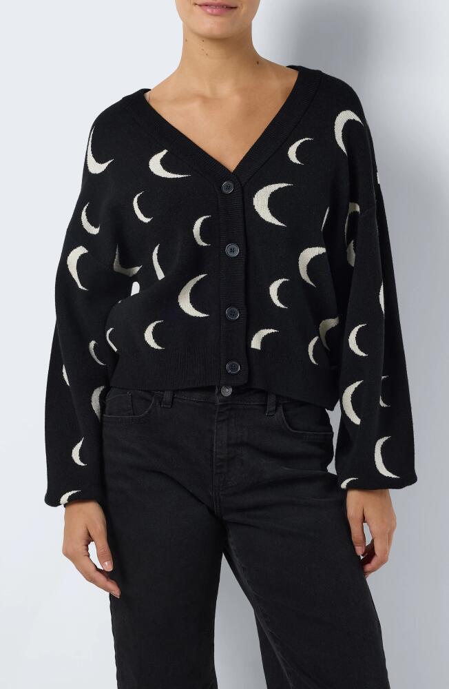 Noisy may Moon Cardigan in Black Pattern Oatmeal Cover