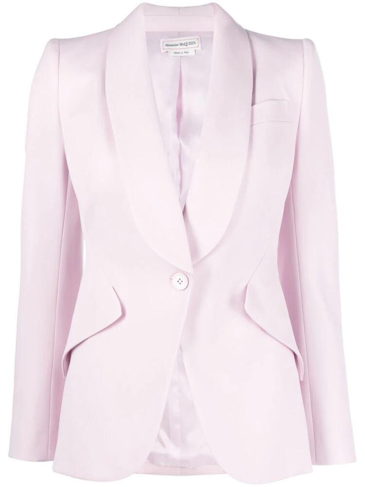 Alexander McQueen peak-shoulder single-breasted blazer - Pink Cover