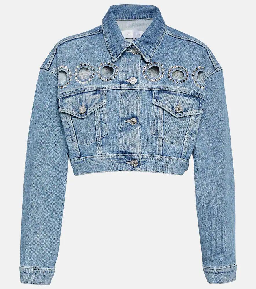 7 For All Mankind Babe embellished cropped denim jacket Cover