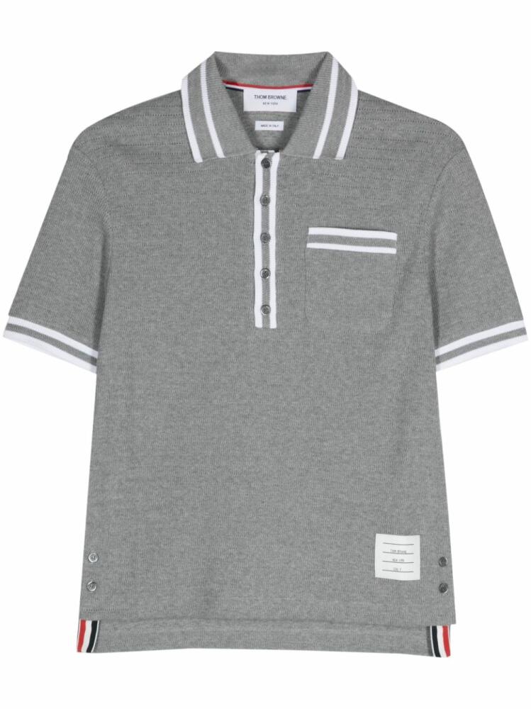 Thom Browne pointelle cotton polo shirt - Grey Cover