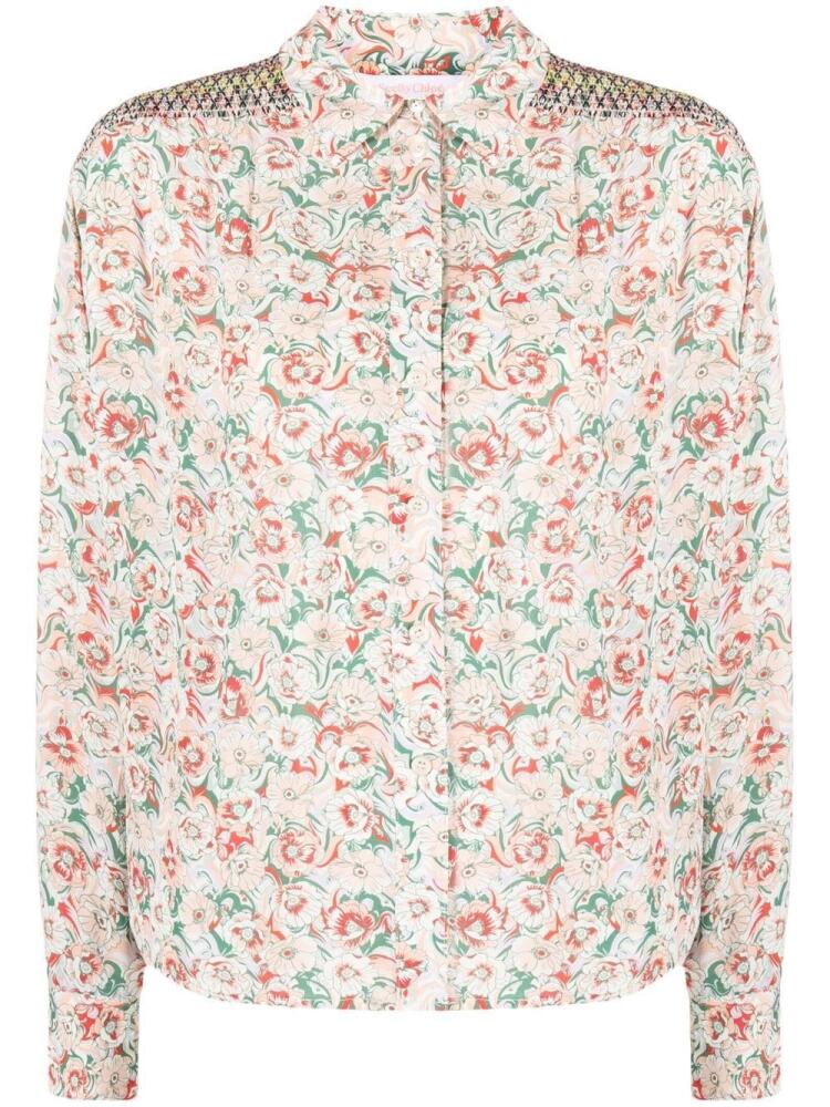 See by Chloé floral-print long-sleeve shirt - Orange Cover