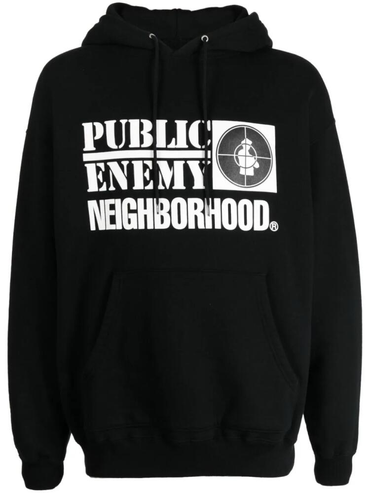 Neighborhood x Public Enemy logo-print cotton hoodie - Black Cover