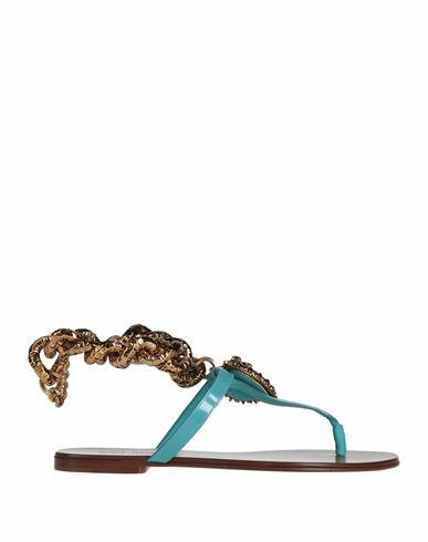 Dolce & gabbana Woman Thong sandal Pastel blue Calfskin, Metal Cover