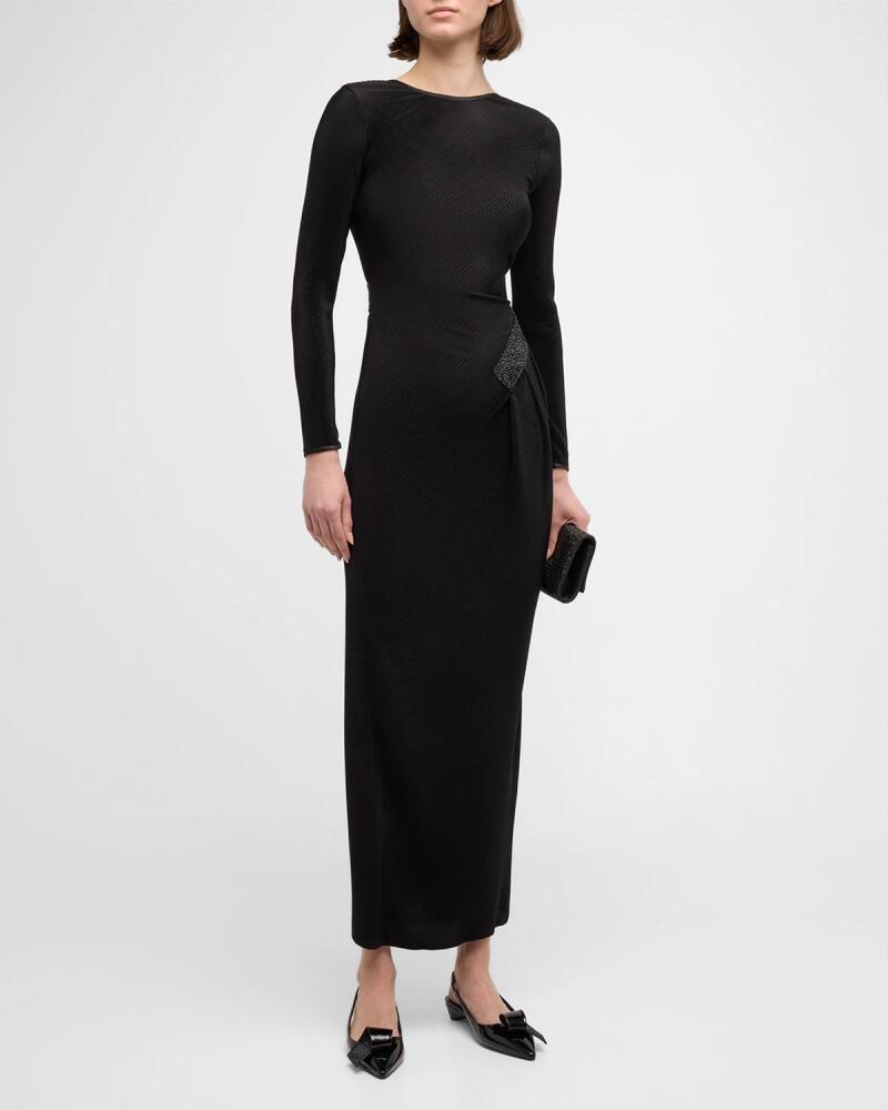 Giorgio Armani Plisse Jersey Gown with Beaded Hip Detail Cover