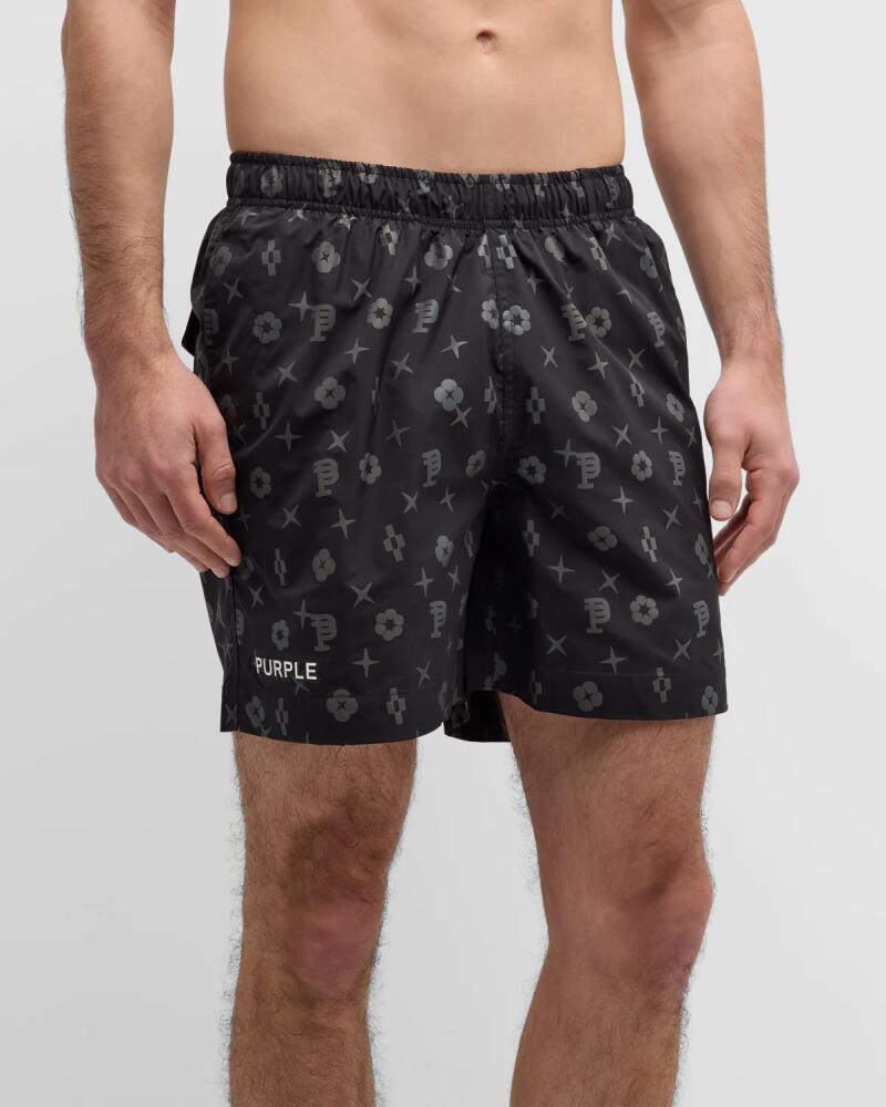 PURPLE Men's Tonal Icon-Print Shorts Cover