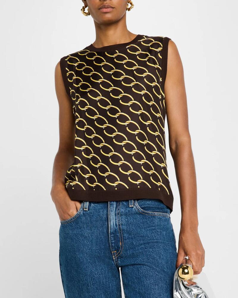 Oscar de la Renta Chain Silk Twill Tank Top Cover