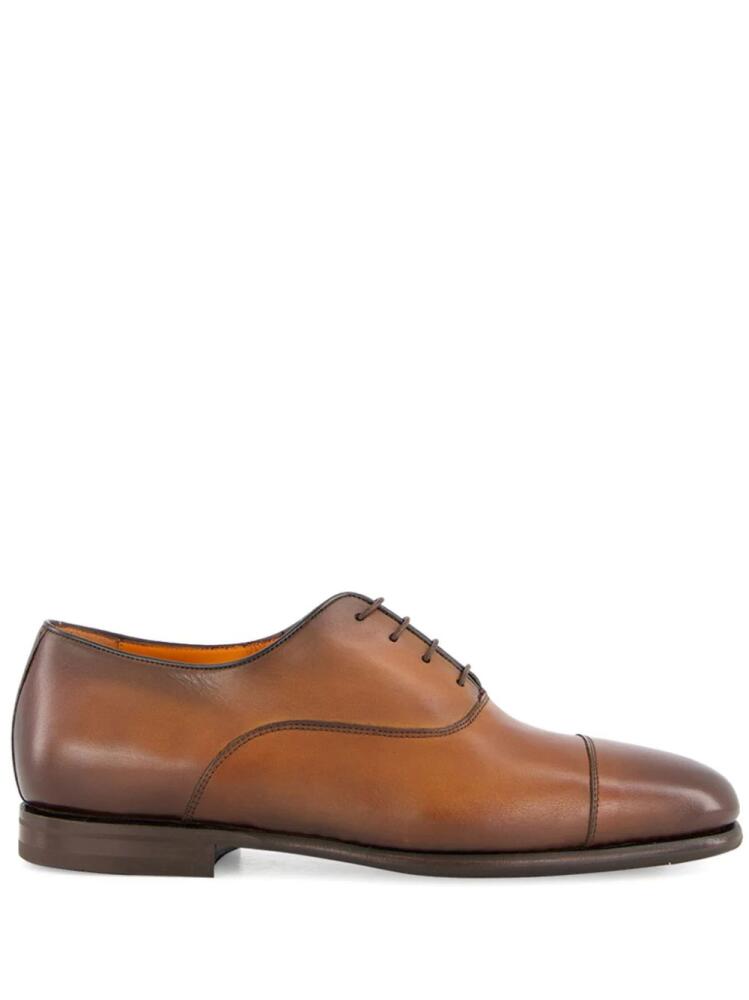 Santoni polished-leather Oxford shoes - Brown Cover