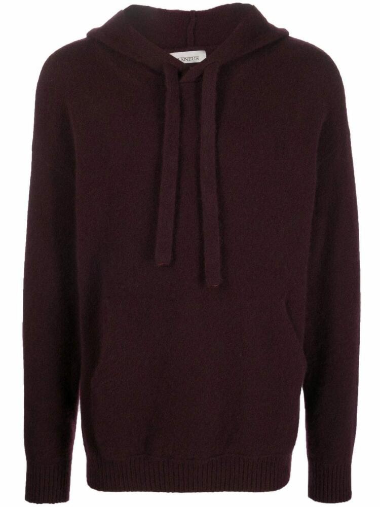 Laneus drawstring cashmere knitted hoodie - Red Cover