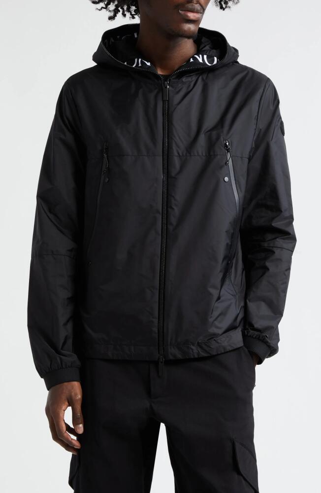 Moncler Junichi Water Repellent Hooded Rain Jacket in Black Cover