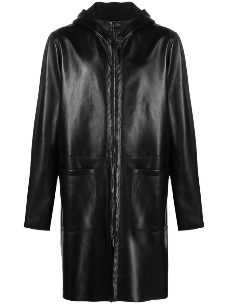 Salvatore Santoro hooded leather zip-up coat - Black Cover