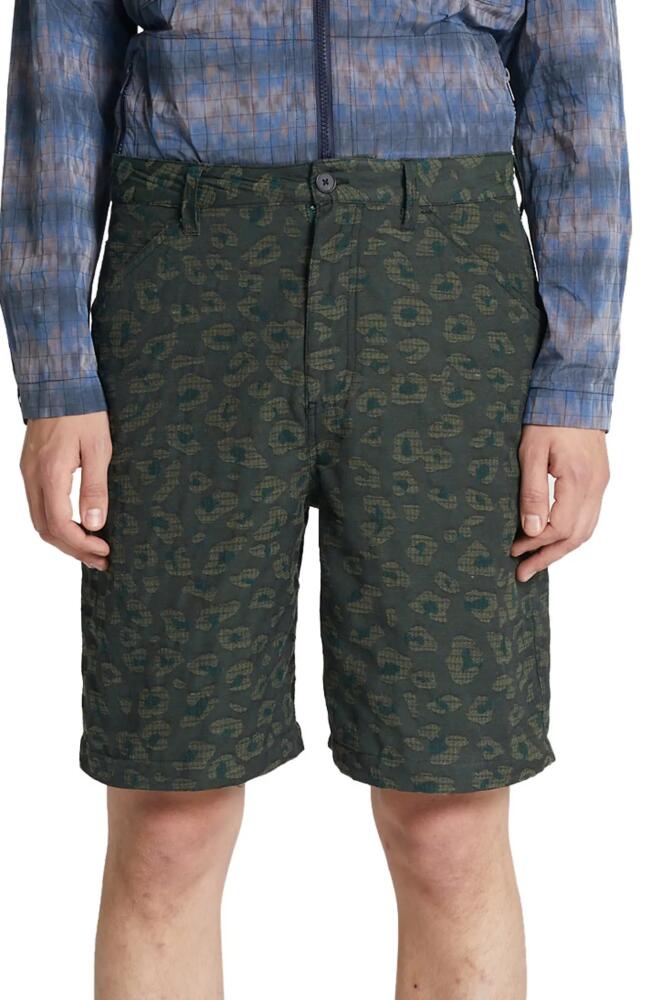 Wood Wood Liam Jacquard Shorts in Dark Green Cover