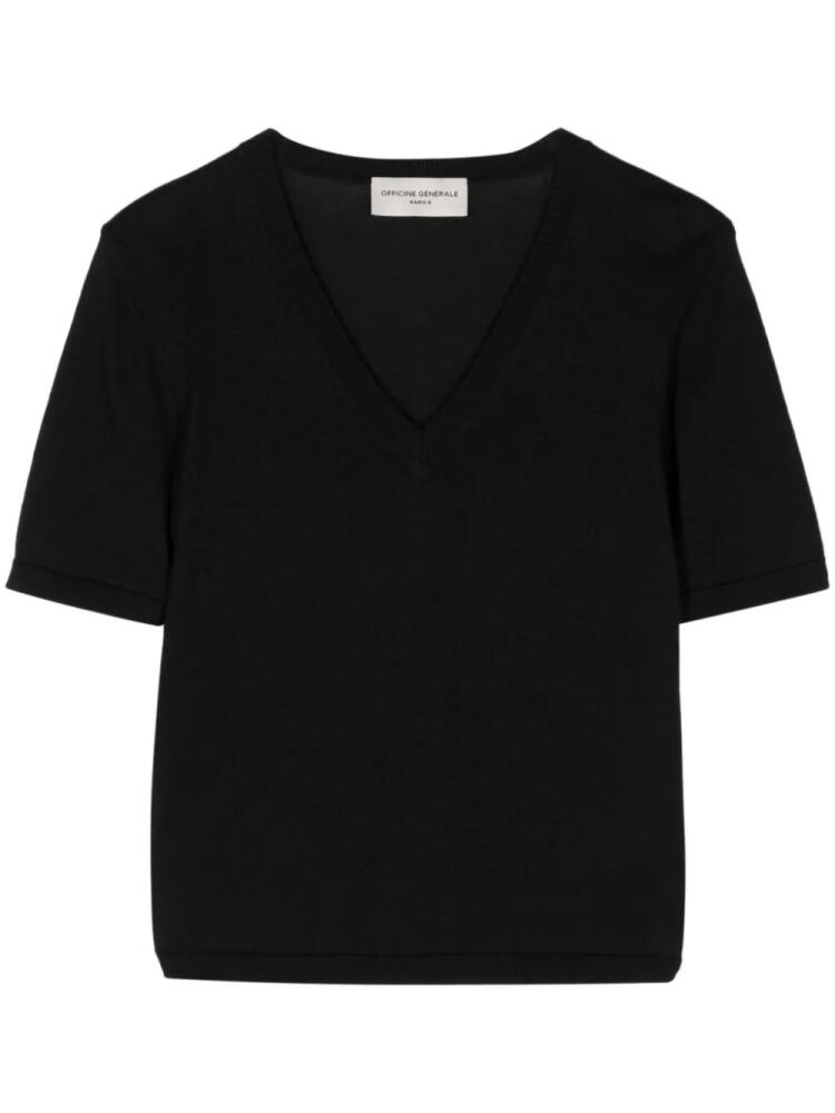 Officine Generale V-neck short-sleeve top - Black Cover