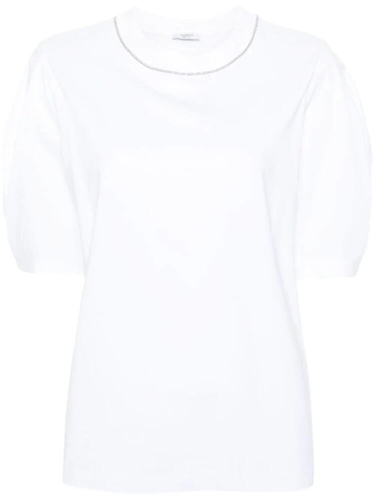 Peserico bead-trim stretch-cotton T-shirt - White Cover