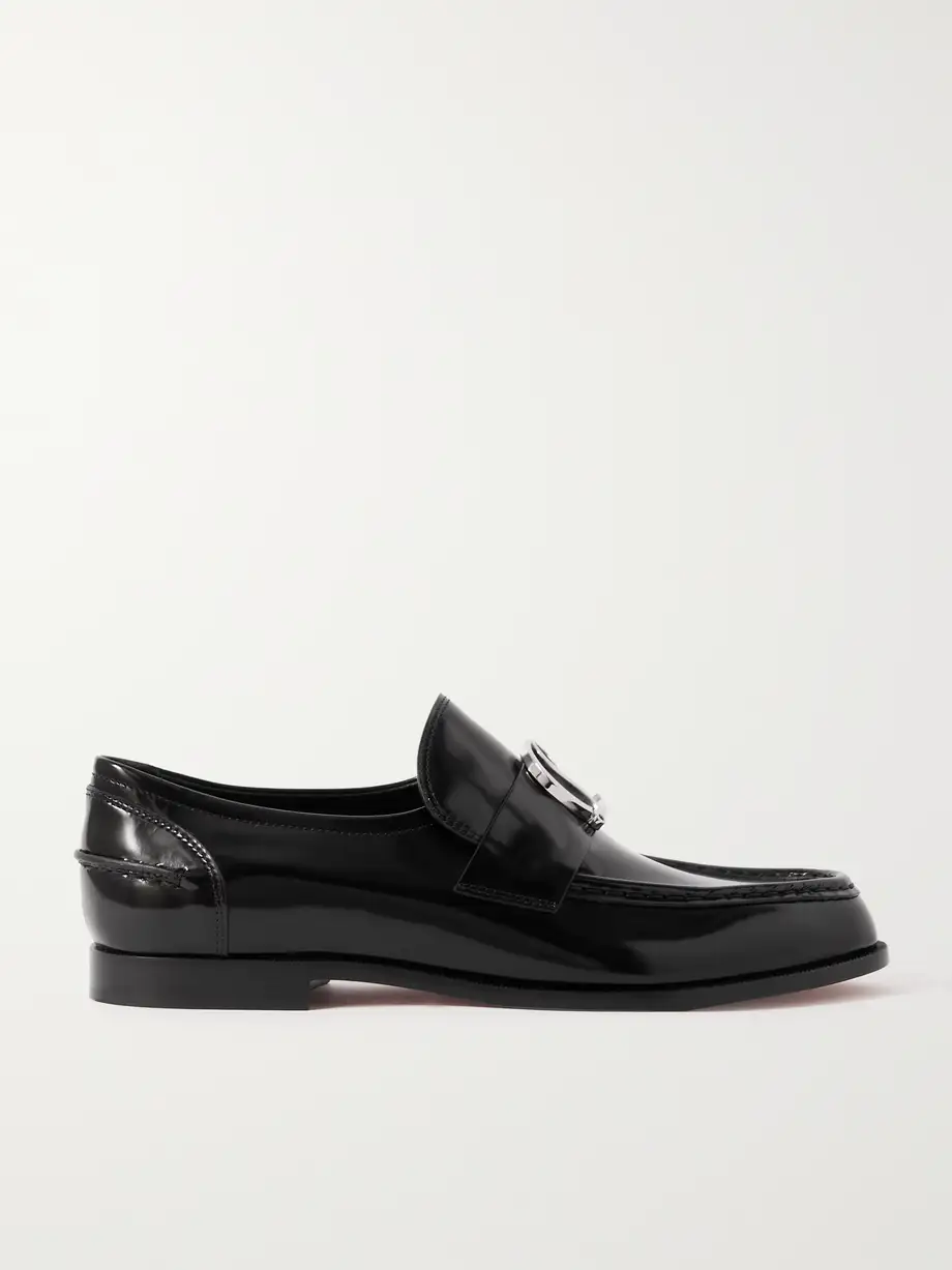 Christian Louboutin - Cl Moc Embellished Glossed-leather Loafers - Black Cover