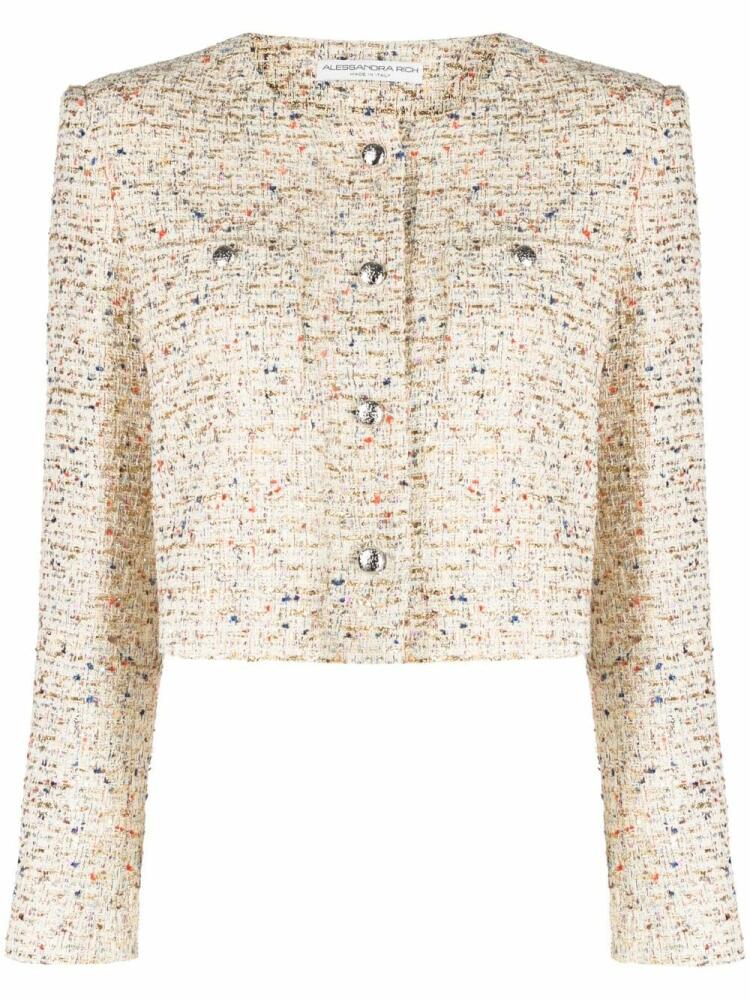 Alessandra Rich tweed cropped jacket - Neutrals Cover