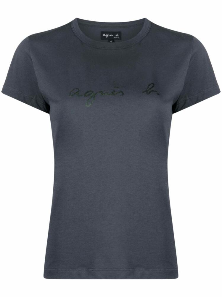 agnès b. logo-print cotton T-shirt - Grey Cover