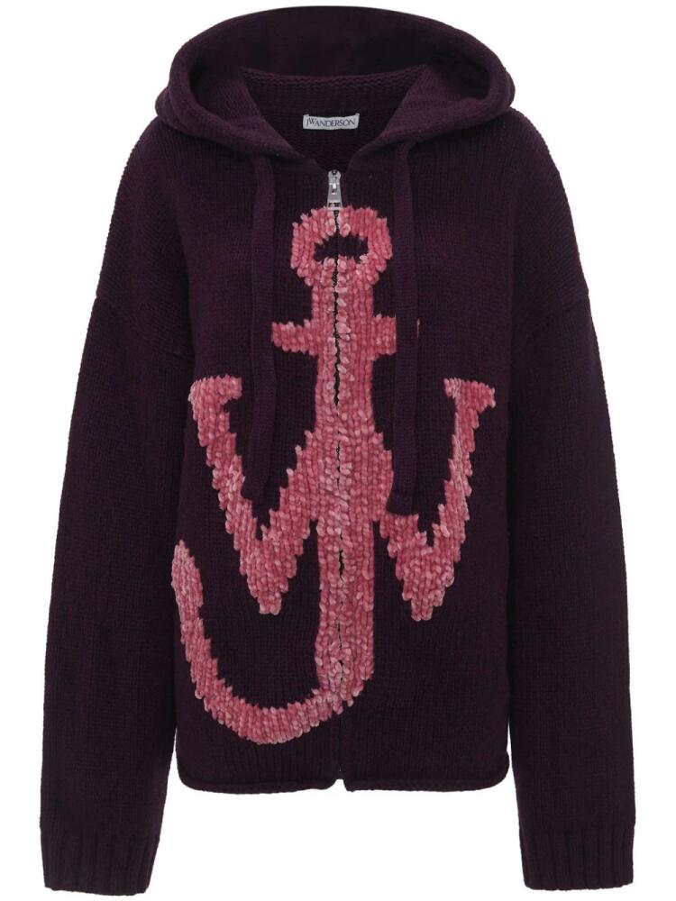 JW Anderson anchor-logo zip hoodie - Purple Cover