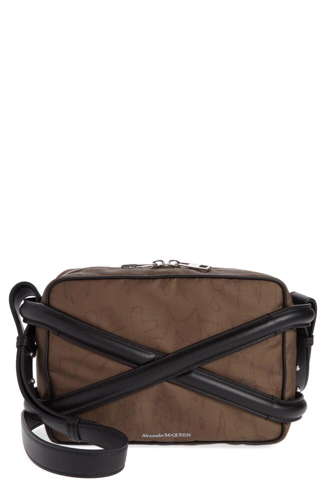 Alexander McQueen The Harness Textile & Faux Leather Camera Bag in Khaki/Black Cover