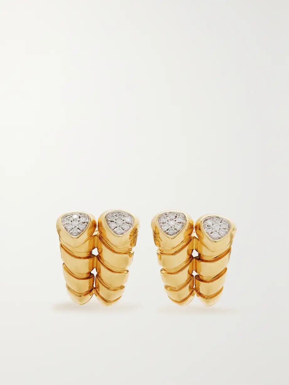 Marina B - Trisolina Double 18-karat Gold Diamond Earrings - One size Cover