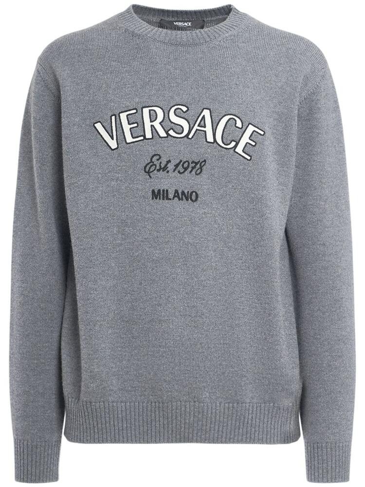 VERSACE Logo Embroidery Wool Sweater Cover