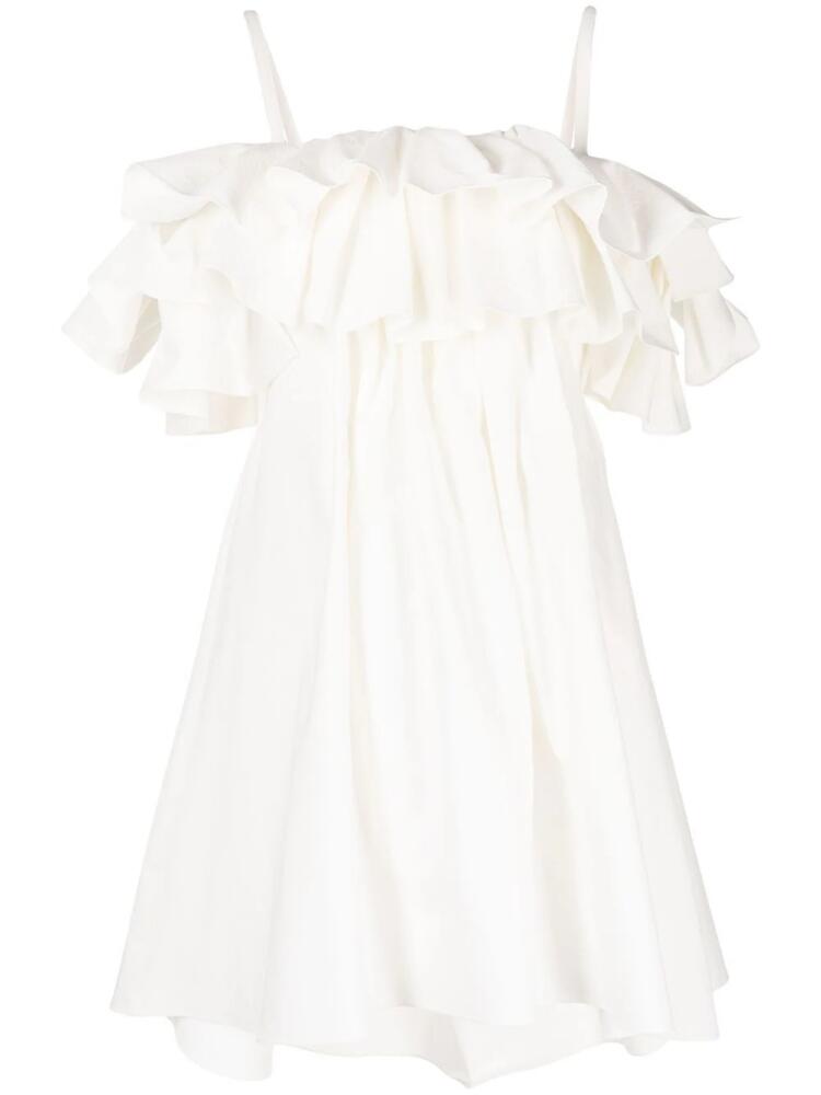 Goen.J cold-shoulder ruffled dress - White Cover