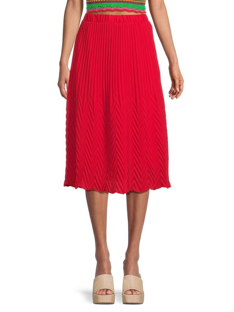 NANETTE nanette lepore Women's Knit A Line Midi Skirt - Pure Red Cover