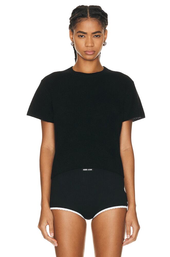 The Elder Statesman Knit Short Sleeve Top in Black Cover