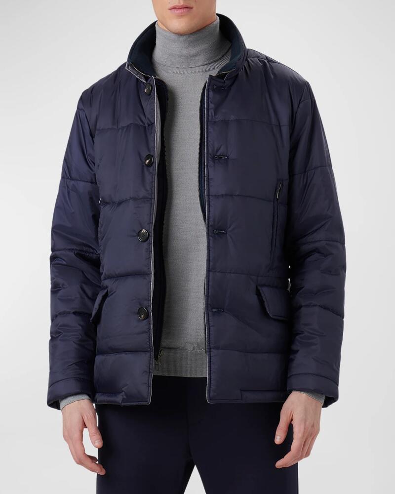 Bugatchi Men's Quilted Jacket with Inner Bib Cover