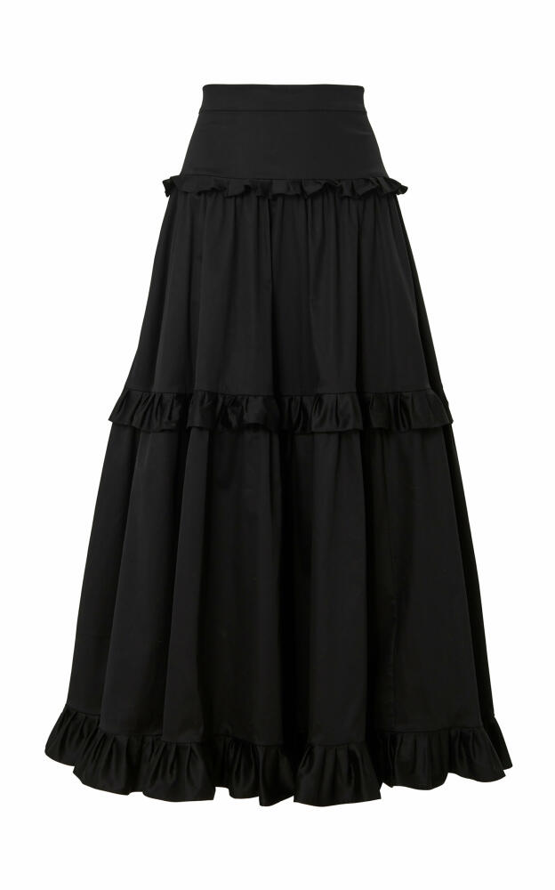 Carolina Herrera - Ruffled Cotton-Blend Maxi Skirt - Black Cover