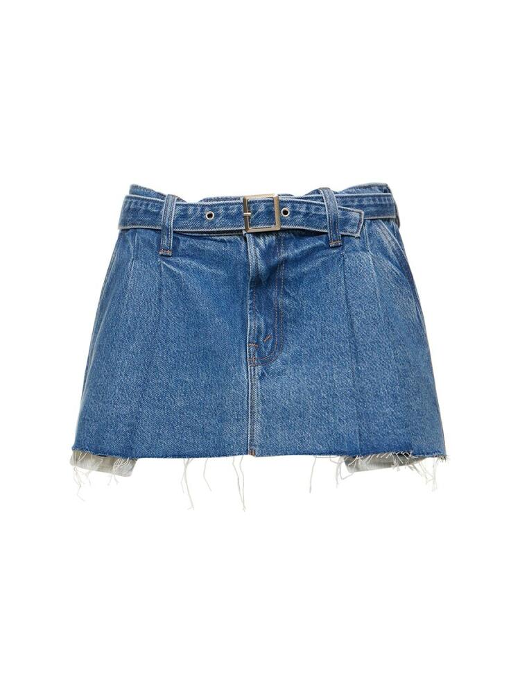 MOTHER Snacks Pleated Denim Mini Skirt Cover