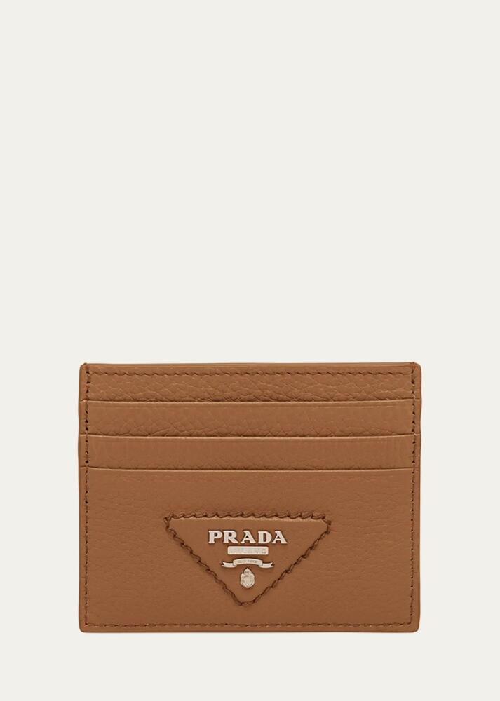 Prada Triangle Logo Leather Card Holder Cover