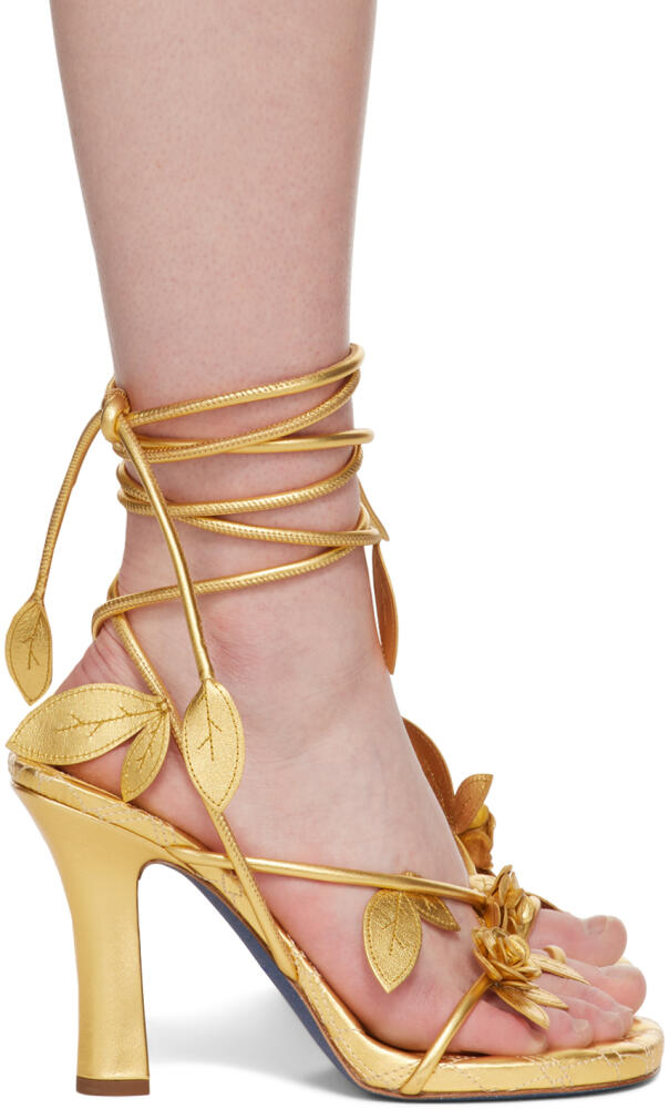 Burberry Gold Ivy Flora Heeled Sandals Cover