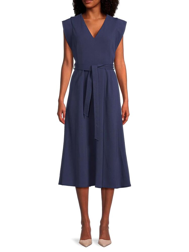 Calvin Klein Women's Belted Maxi A Line Dress - Academy Navy Cover