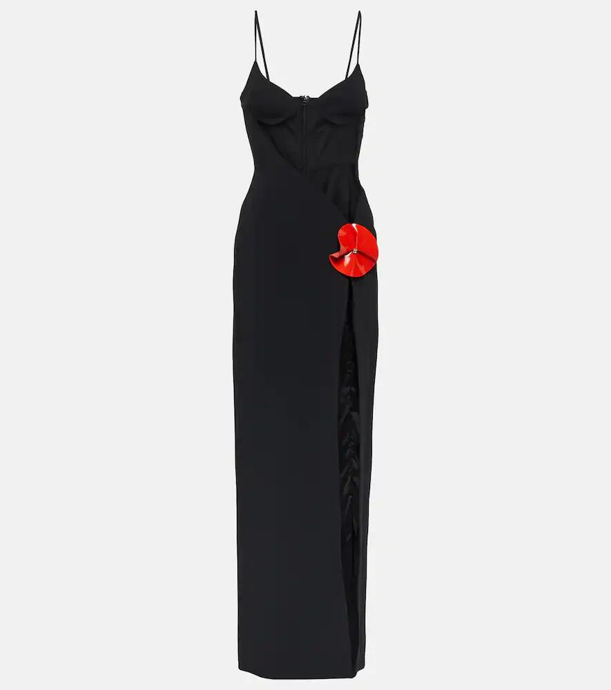 David Koma Floral-appliqué cady gown Cover