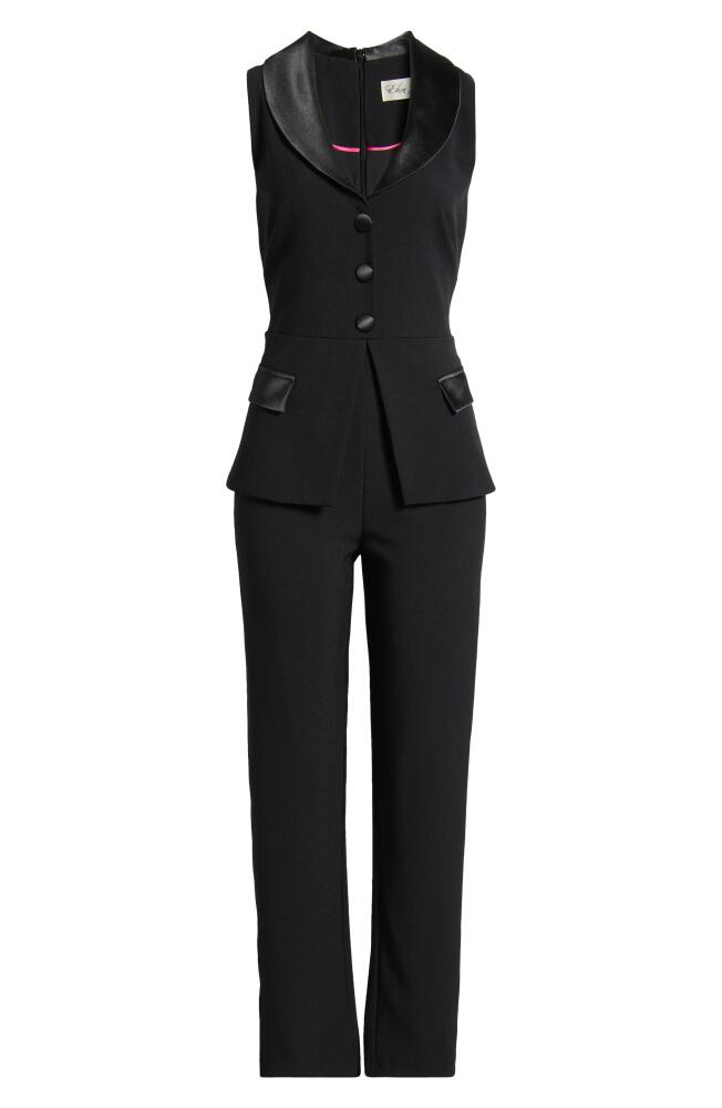 Eliza J Sleeveless Peplum Waistcoat Jumpsuit in Black Cover