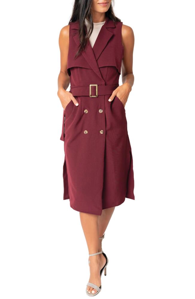 GIBSONLOOK Sleeveless Trench Dress in Burgundy Cover