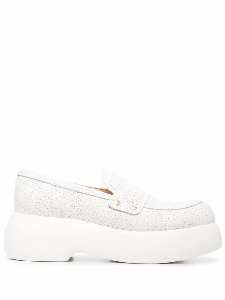 AGL perforated-design platform loafers - White Cover