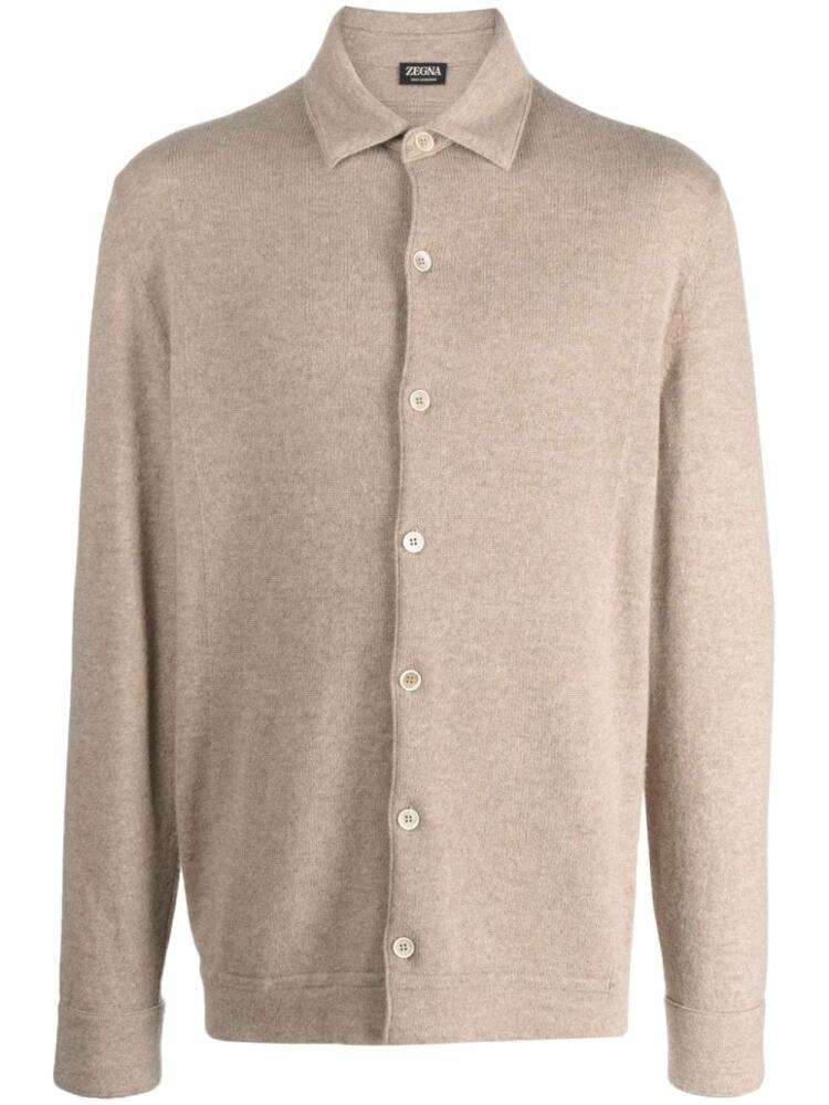 Zegna classic-collar cashmere cardigan - Neutrals Cover