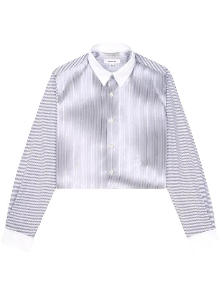 Sporty & Rich striped croped cotton shirt - Blue Cover